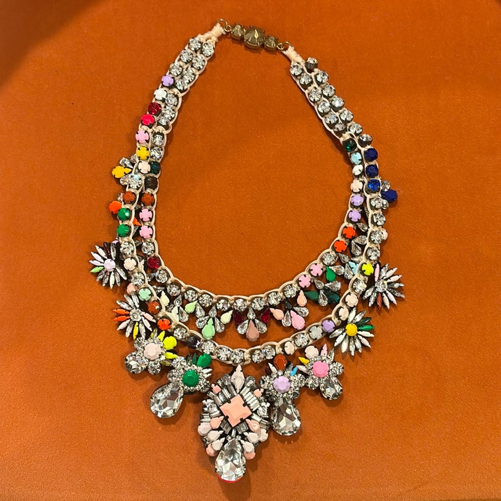 Vintage inspired colorful gemstone necklace